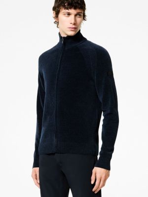 VELVET FULL ZIP KNIT 60 BLUE BLACK