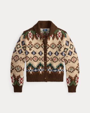 SWEATER-CARDIGAN OATMEAL/BROWN M